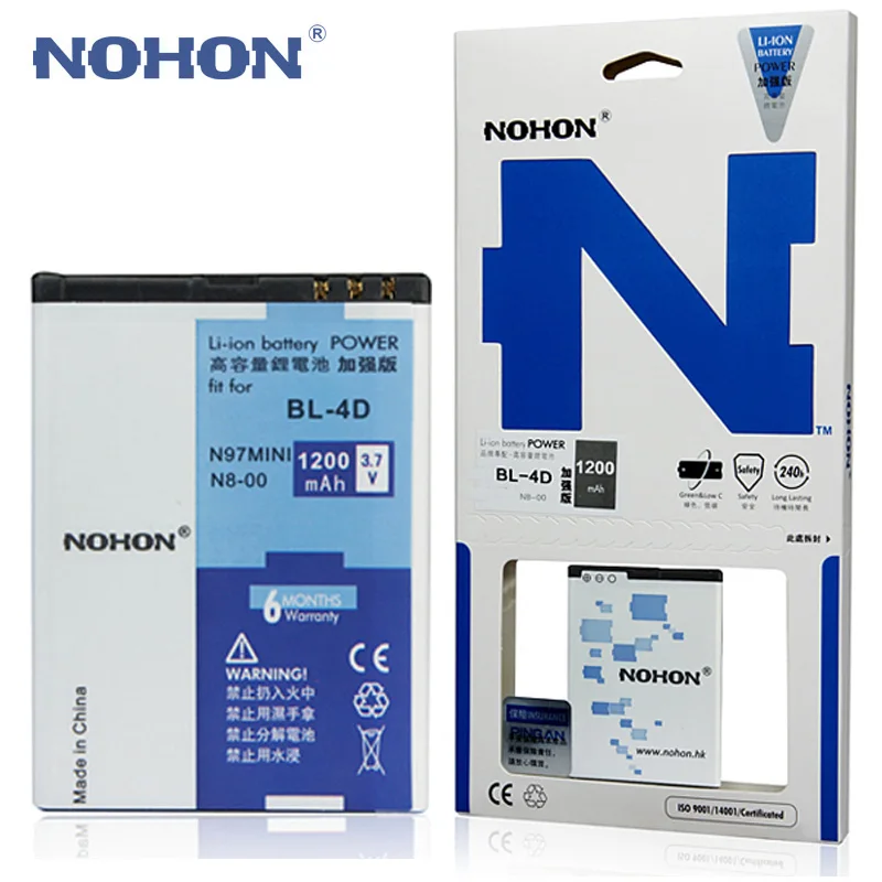 100% оригинальные nohon аккумулятор батарея bl 4d для nokia n97 mini n8 e7 e5 803 n803 702 т e6 n5 210 t7 00