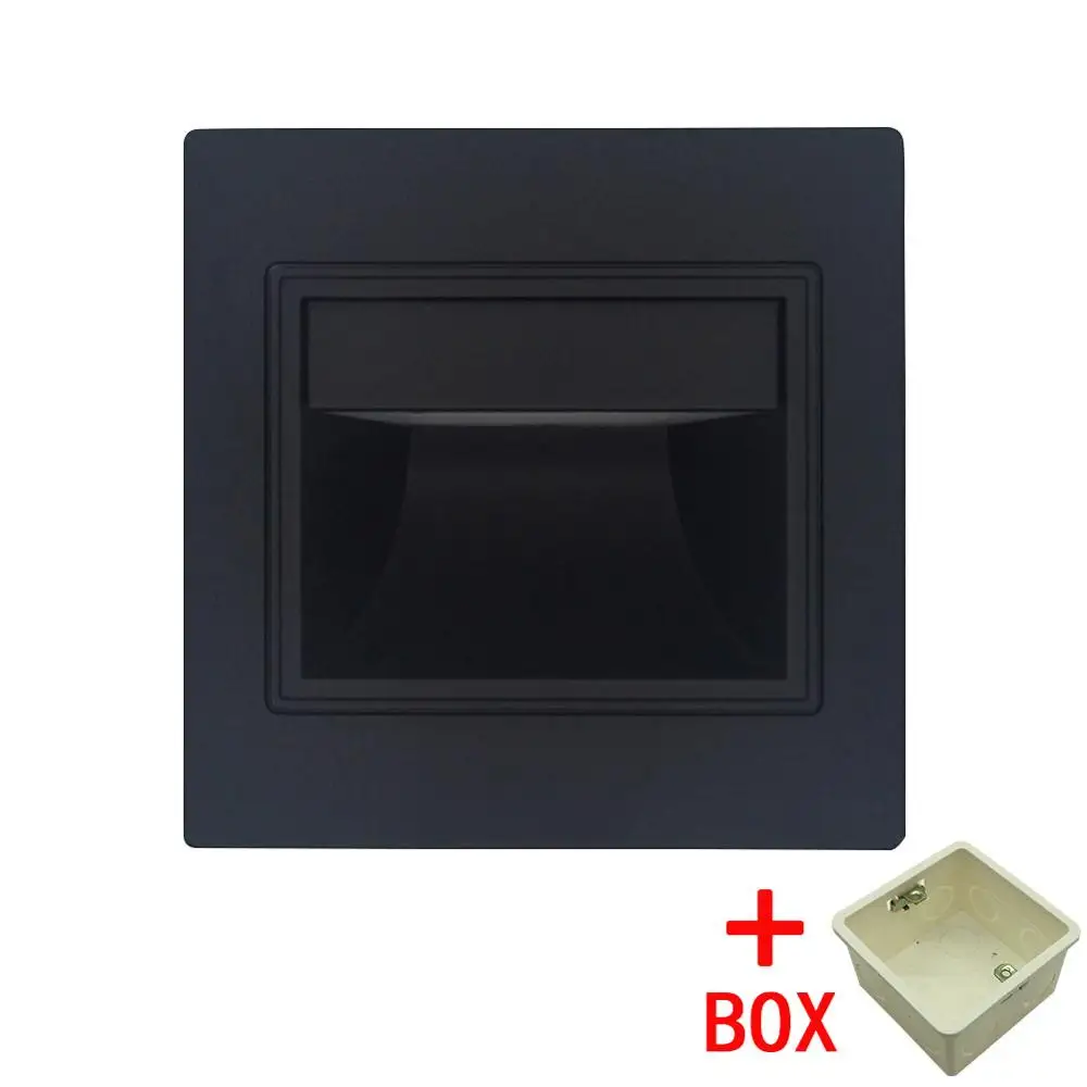 Встраиваемый светодиодный настенный светильник s 1,5 Вт AC85-265V Встраиваемый светодиодный светильник для лестниц, коридоров, настенные лапки, теплый/холодный белый - Цвет абажура: Black with Box