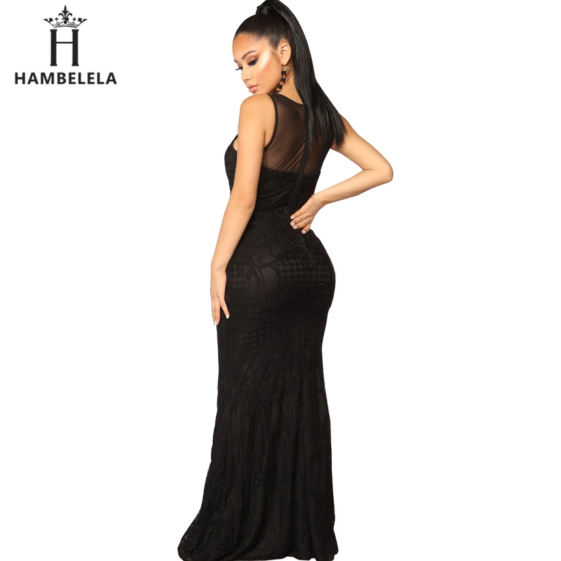 HAMBELELA Elegant Floral Lace Party Dress Women Sexy Black Lace Maxi Dress Lady Long Lace Evening Gown For Wedding Party Dress (9)