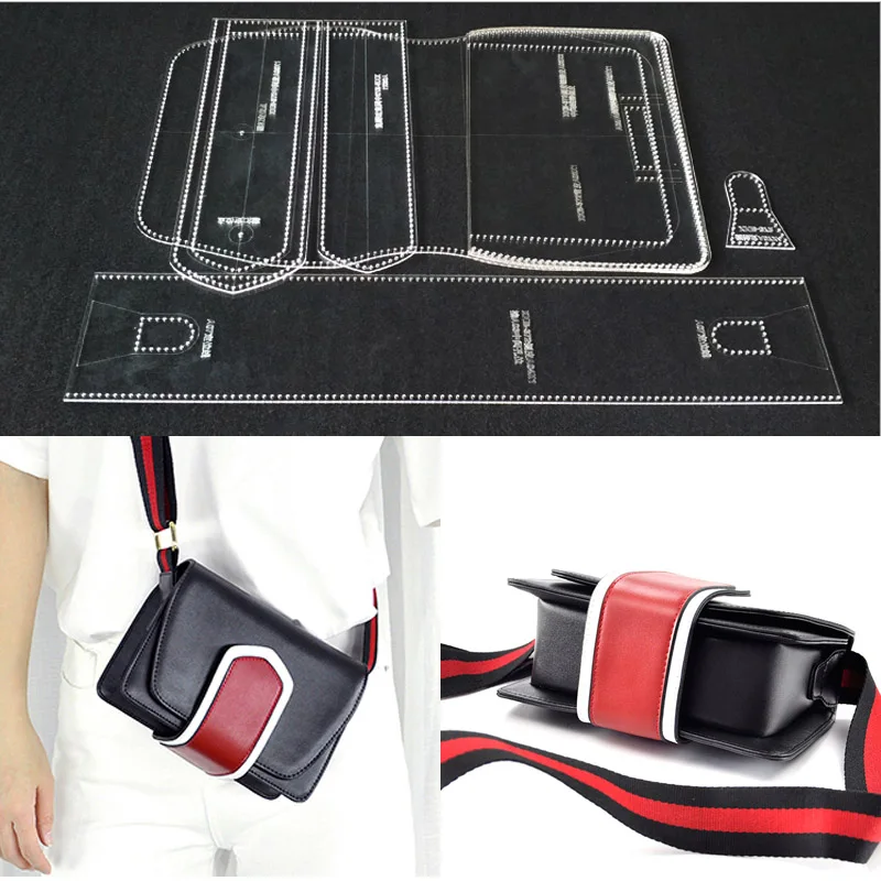 

1set Sewing Pattern Laser Cut Durable Acrylic Template Pattern For DIY Handmade Handbag Leather Craft Sewing stencils 21x16x8cm