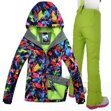 GSOU, женский лыжный костюм, куртка для сноуборда, брюки, ветрозащитная, водонепроницаемая, для спорта на открытом воздухе, одежда для катания на лыжах, брюки для женщин, теплая