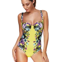 Купальники Для женщин пикантный купальник для плавания женский купальник бикини Одна деталь купальник принт плюс Размеры 3XL Badpak с подкладкой на косточках