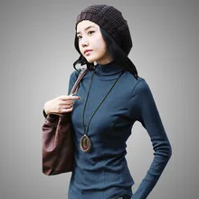 Plus Size Cotton Thicken Pullover Turtleneck Autumn Full Sleeve Stretch Oversized Women Knitted Winter Warm Sweaters