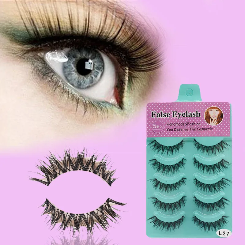 New 5 Pair Handmade Black False Eyelashes Natural Makeup 3D Long Fake