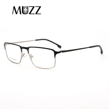 

MUZZ Glasses Frame Men Ultralight Square Myopia Prescription Eyeglasses 2018 Male Metal Full Optical Frame Screwless Eyewear