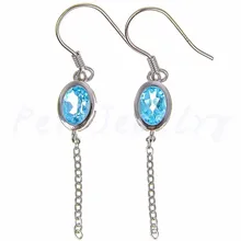 Серьги-капли из натурального настоящего топаза или граната,, серебро 925 пробы, 1.6ct* 2 шт, драгоценный камень, хорошее ювелирное изделие# T8100112