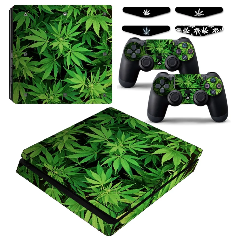 Cannabis Weed Leafs PS4 Slim Vinyl Skin Decal Sticker Cover Case for