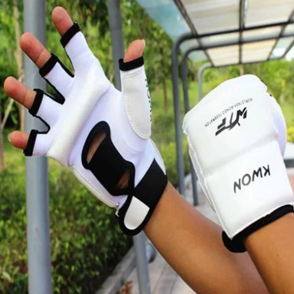 GOBYGO Half Finger Boxing Gloves PU Leather MMA Fighting Kick Boxing Gloves Karate Muay Thai Training Workout Gloves Kids Men 6