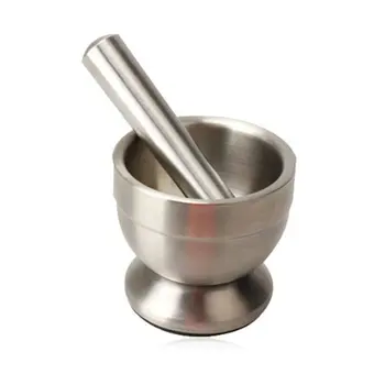 

Double Stainless Steel Construction Mortar And Pestle / Manually Grind Spices Garlic Nut Set