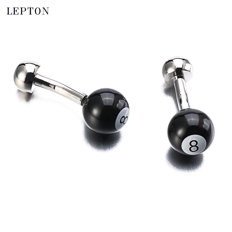 

Hot Sale Black Ball of Number 8 Cufflinks For Mens Lepton Billiards Sport Round black Ball 8 design Men Shirt Cuffs Cufflinks
