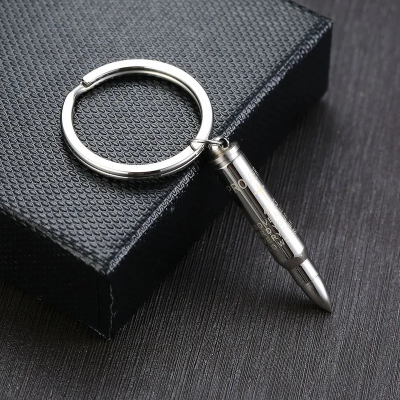 Vnox Stylish Mens Car Key Chains with Bullet Design Can Be Opened Stainless Steel Cross Bible Male Accessory