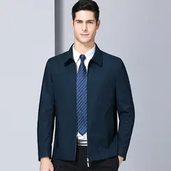 2018 новая куртка среднего возраста тонкая мужская куртка с отворотом