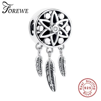 

FOREWE 925 Sterling Silver Dreamcatcher Charms CZ Bead Fit Original Pandora Bracelet Bangle Pendant Accessories Jewelry Making