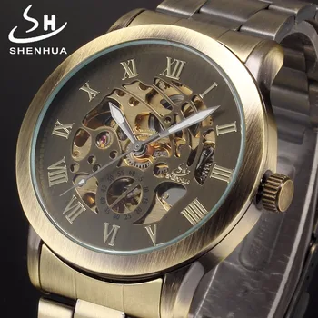 

Shenhua Metal Power Automatic Skeleton Watch Men Mechanical Self Winding Men's Wristwatches relogio automatico masculino Watches