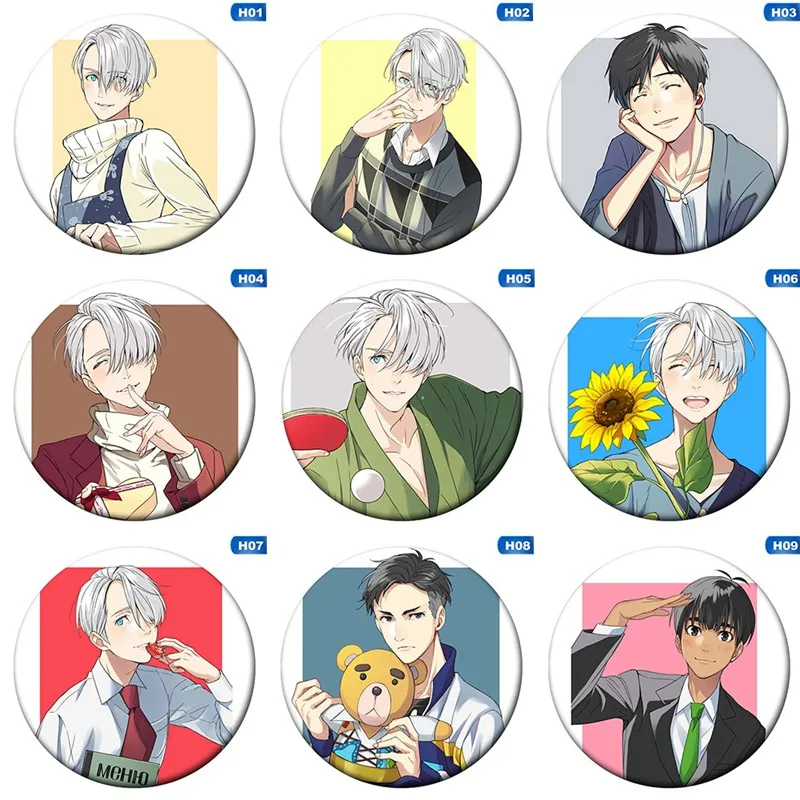 Популярный анимационный Юри! На Ice Nikiforov Victor Katsuki Yuri Plisetsky брошь с персонажами