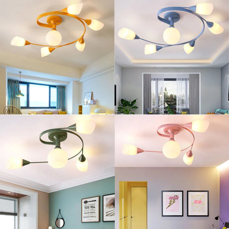 

Macarons ceiling lamp Simple modern warm romantic wedding room bedroom E27 lamp creative personality color children's room lamp