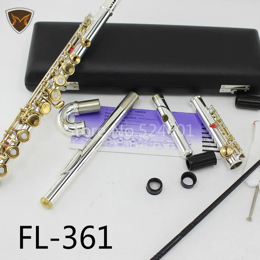 

MARGEWATE FL-361 Standards Silver Plated Flute Flutes 16 17 Holes C Key Gold Lacquer Closed Open Hole With Case