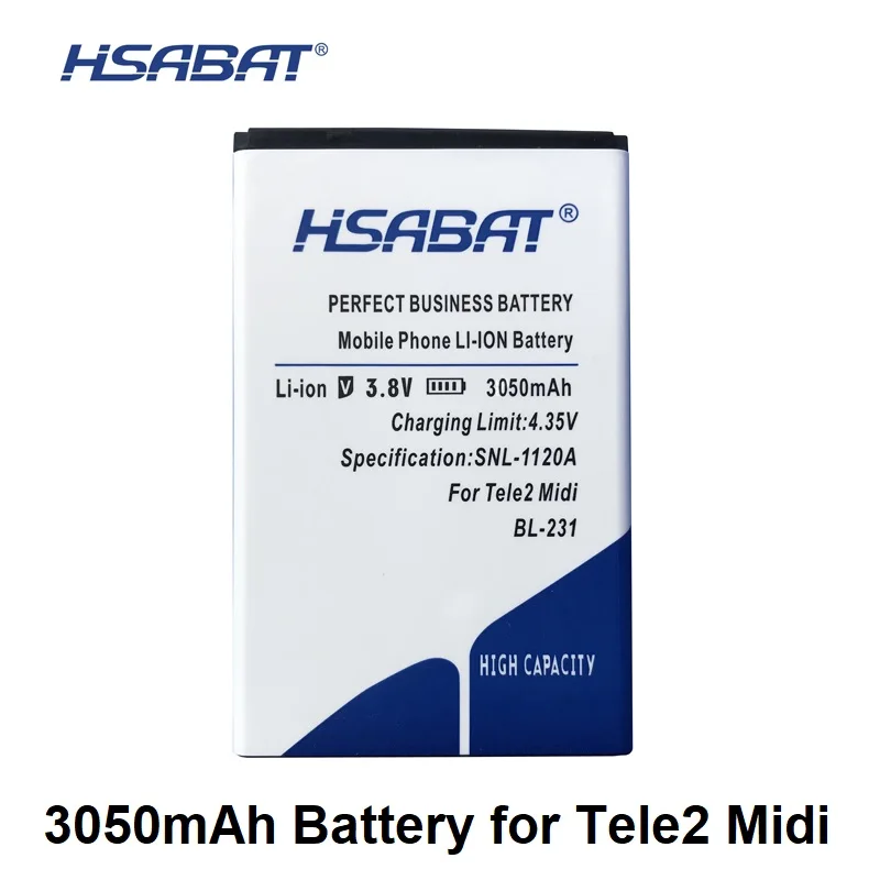 

HSABAT 3050mAh BL-231 Battery For Tele2 Midi