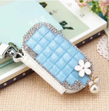 Корейский креативный подарок, роскошный высококачественный кошелек с бриллиантовыми цветами из натуральной кожи для автомобильных ключей, Дамский модный кошелек, ключница, держатели