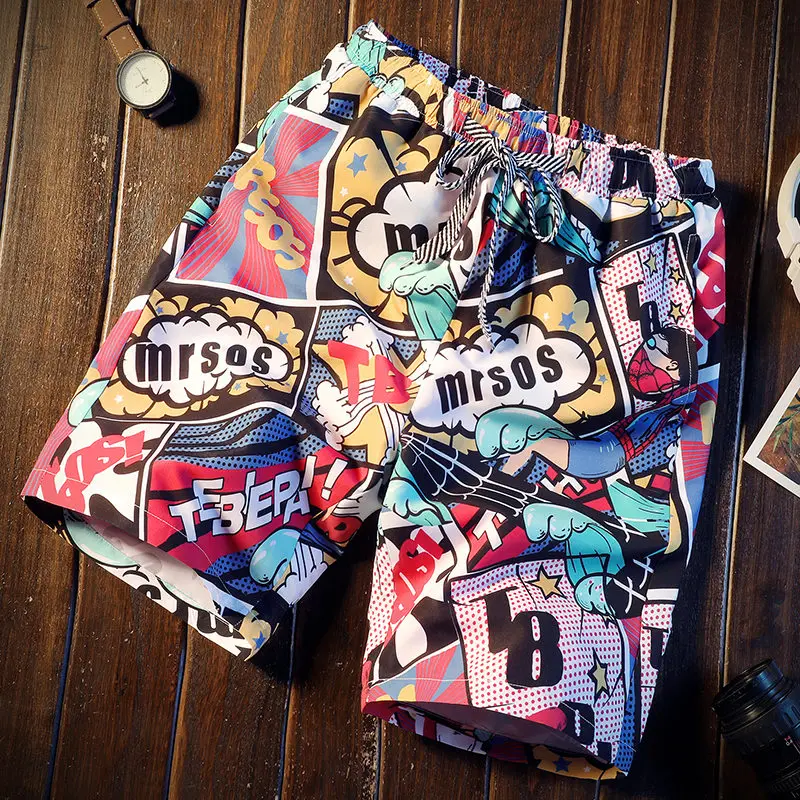 مجلس السراويل الرجال الكورية نمط المتناثرة فضفاض مرونة الخصر الدانتيل يصل رجل ملابس السباحة تصفح زائد حجم 4xl كل مباراة شيك العصرية