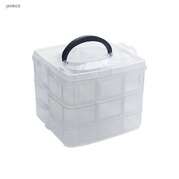 

3 Layer 18 Grids Transparent Portable Large Adjustable Jewelery Organizer Storage Box Container Case Display