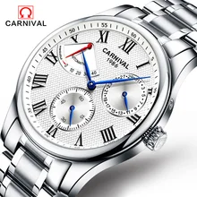 Мода часы мужчины Power reserve серебряный Нержавеющей стали Автоматические механические Сапфир водонепроницаемый белый часы relogio masculino