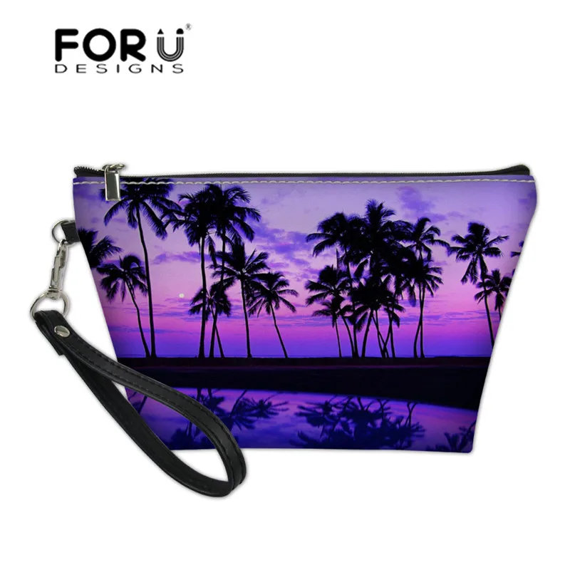 FORUDESIGNS Women's Toiletry Bag Palm Tree Pattern Makeup Bag for Girls ...