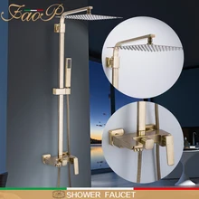 FAOP Shower faucets gold bathroom shower sets waterfall shower heads faucet for bathroom mixer luxury rainfall faucets shower faucets bathroom cabin showerhead top spray raining faucet brass shower sets gold home decoration the mixer crane oyd008r