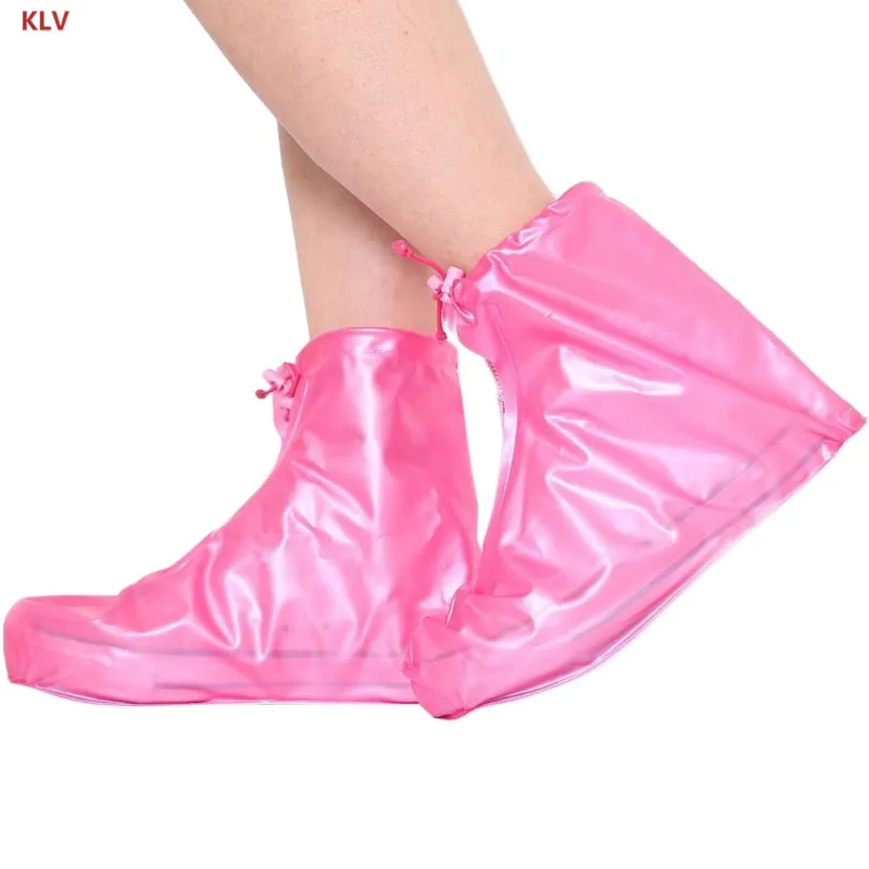 KLV/1 пара; Многоразовые водонепроницаемые защитные ботинки унисекс для мужчин и женщин; непромокаемая обувь; нескользящая обувь - Цвет: Красный