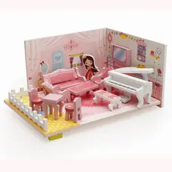 NWZ 3D деревянная сборка гостиная DIY кукольный домик детские развивающие игрушки для девочек миниатюрная мебель дом для кукол