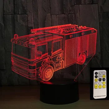 

Fire Truck 3D Night Lamp 7 Colors LED USB Table Night Lights as Children's Room Remote Control Toys Decoration Drop Shipping