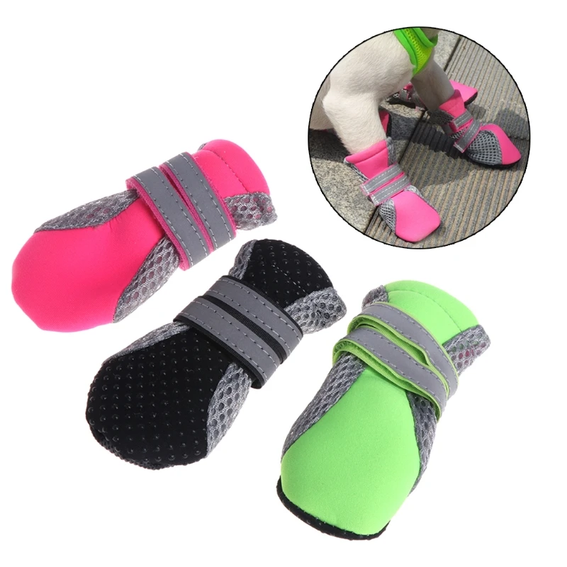 

1 Set Pet Shoes Reflective Mesh Breathable Puppy Dog Anti Slip Boots Snow Rain