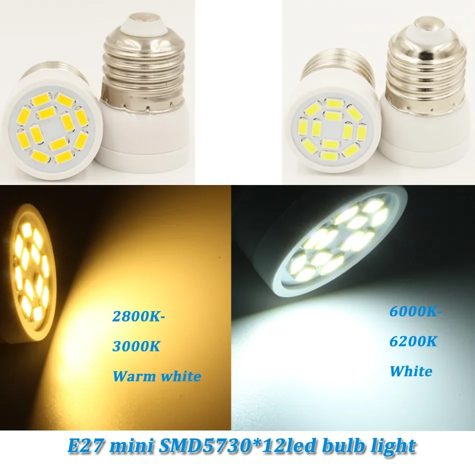 1 шт. мини E27 3W 4 Вт 6 Вт светодиодные лампы SMD 5730 6 светодиодов 9 светодиодов 12 светодиодов теплый белый чистый белый 110 В 220 В маленькие светодиодные лампы для дома E 27