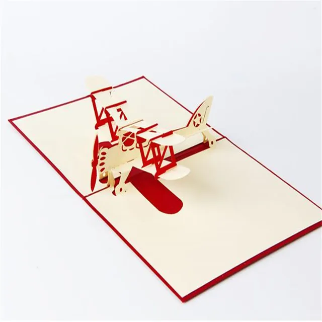 1pcs 3d paper laser cut carving aircraft plane postcard greeting