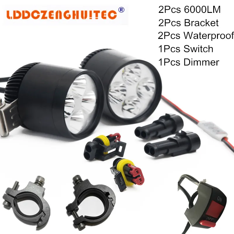 

LDDCZENGHUITECLED kit 30W 6000lm Motorcycle Headlights LED Chip Motorbike Spotlight Black shell Driving Head Light Spot Lamp