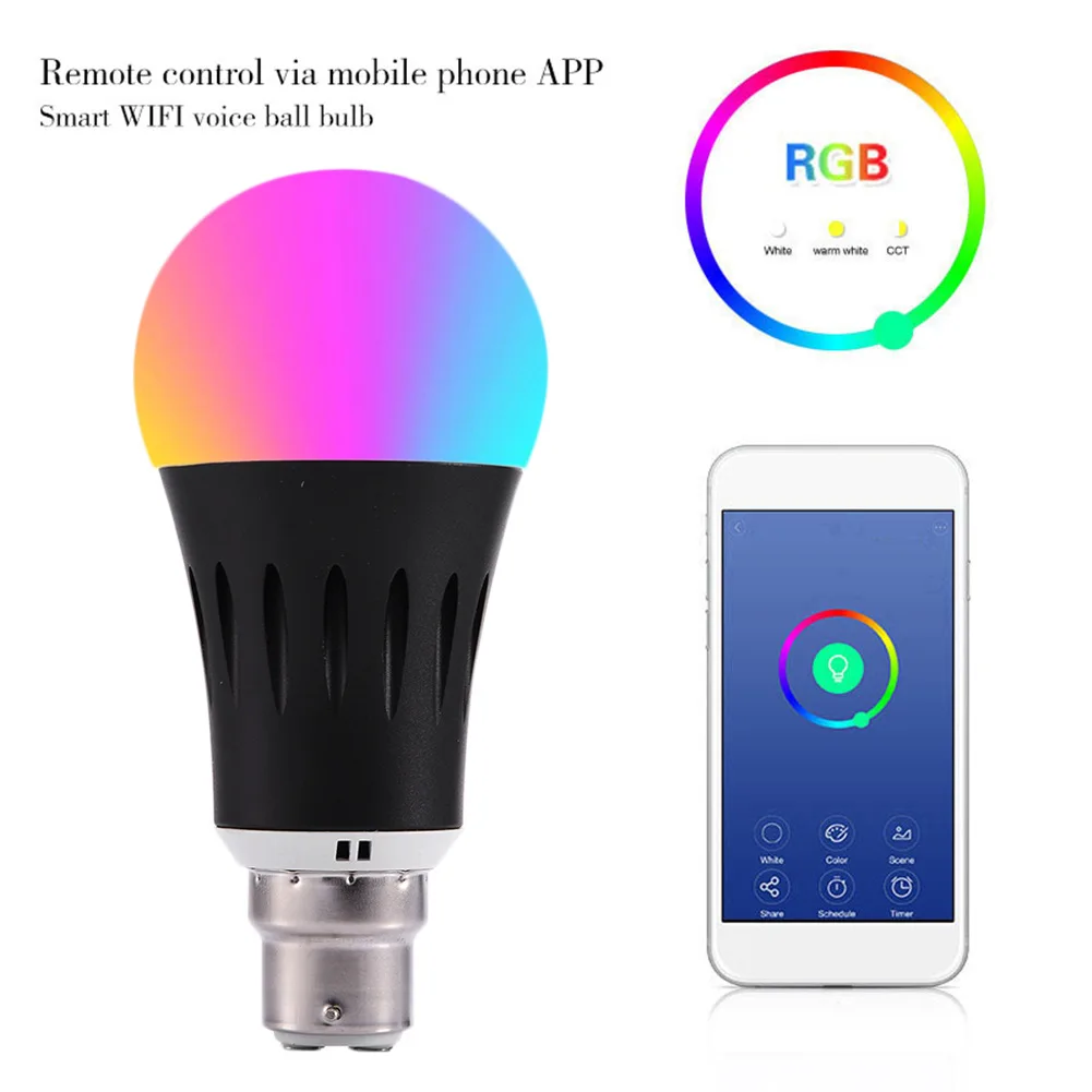 WiFi Смарт светодиодные лампы B22 RGB цветные огни 60 Вт эквивалентный пульт