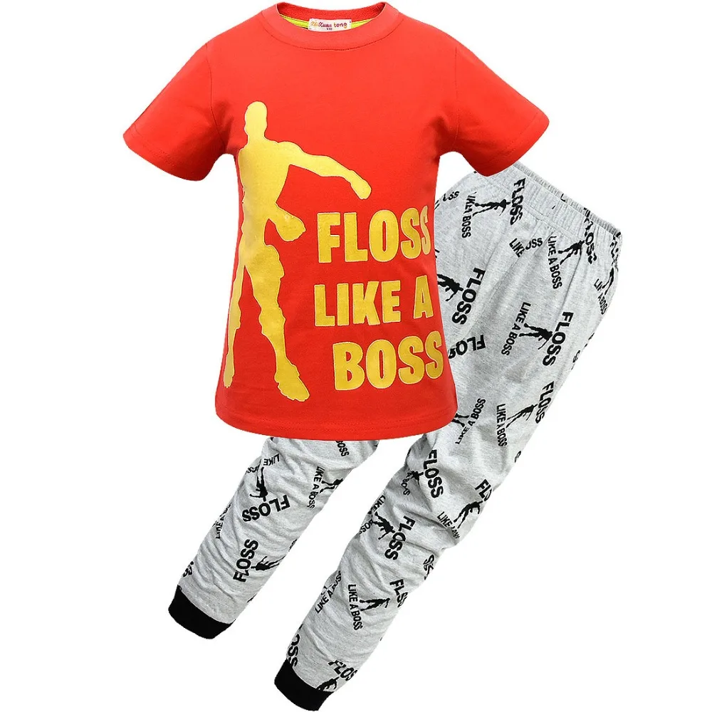 

Kids Boy Short t shirts pants Pajamas Sets Girls Summer Pyjamas Teenage Boys Gold letter Print pijamas Sleepwear for Children