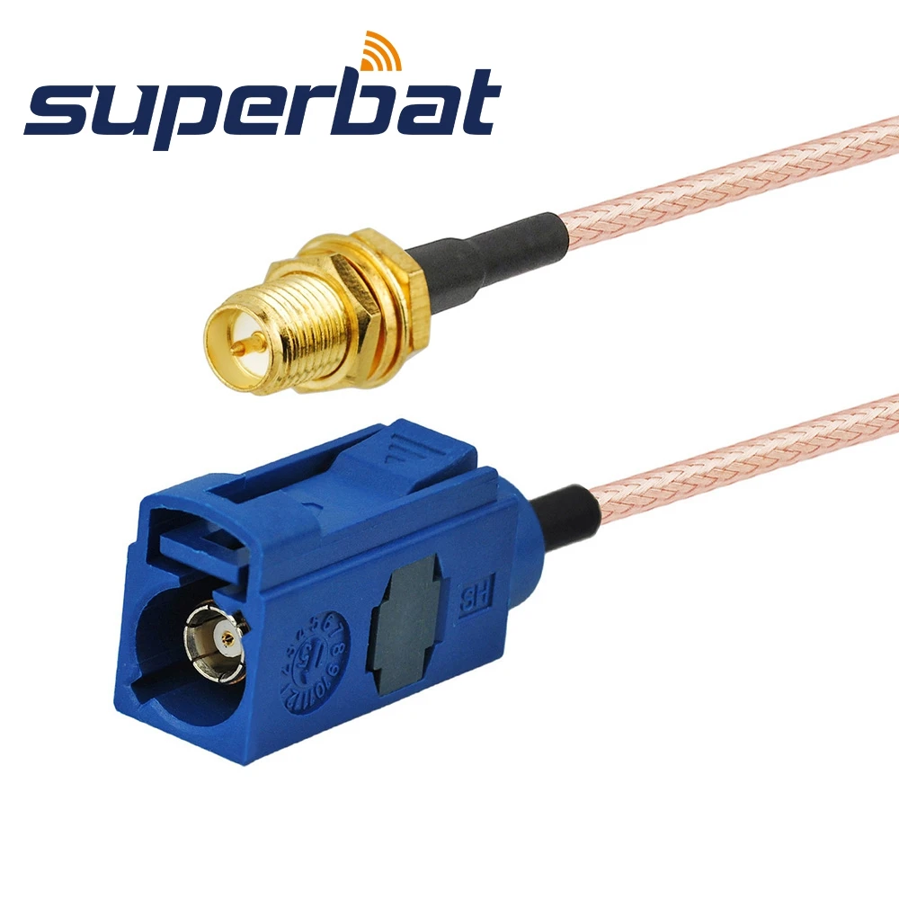 Superbat Универсальный Fakra Джек C для RP-SMA Jack(male) косичка RG316 кабель 15 см телематики или