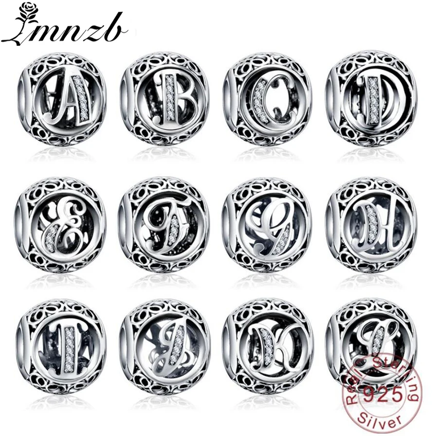 

LMNZB 100% Original 925 Solid Silver Alphabet Letter A-Z Bead Charms Fit Women Charm Bracelet DIY Jewelry Girlfriend Gift LCP07