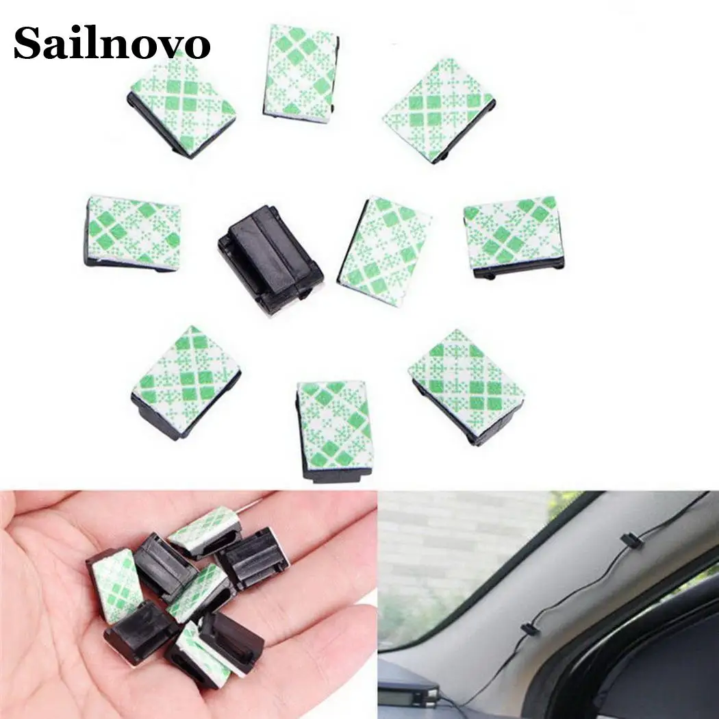 

Sailnovo 10/20PCS Square Wire Fixing Clips Self-adhesive Car Data Cord Tie Cable Self-adhesive Mount Wires Fixed Clips 1.5 x 1cm