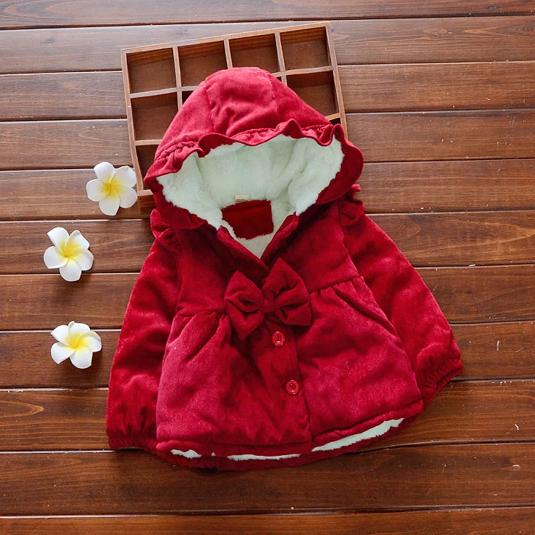 Baby Snow Coat For Girls Winter Warm Jackets Kids Fur Snowsuit Girl Overcoat Cotton-Padded Infant Velvet Thick Hoodies 2 3 years