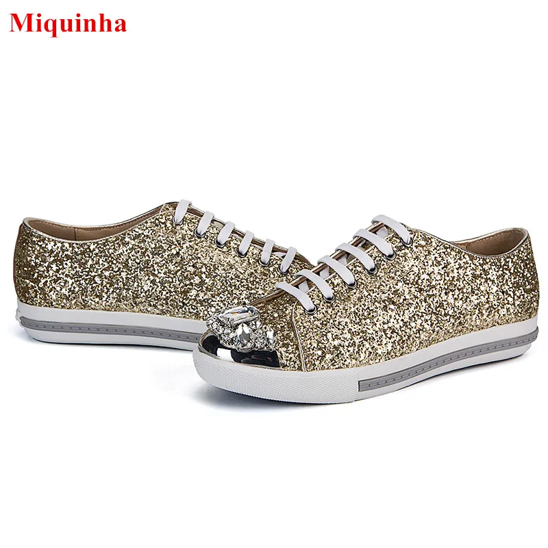 Casual as Marque As Cap Chaussures À Cristal De Up Derby Métal Or Dentelle Appartements Luxe Pic Pic toe Miquinha Paillettes Femmes Bling Glitter zqwHS1