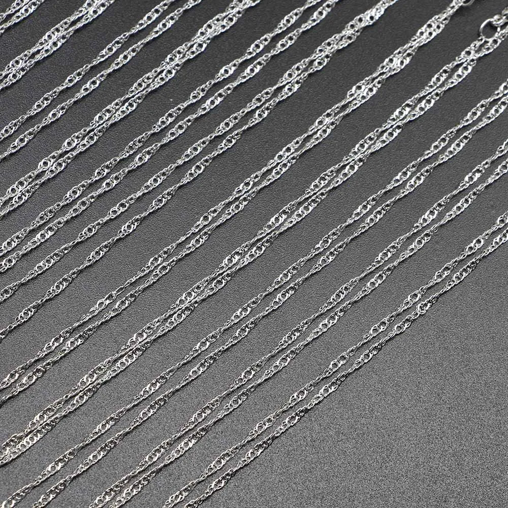 

12Pcs/Pack 42cm Rhodium Gold Silver Water wave Chains Lobster Clasp Necklace For DIY Jewelry Making Findings Accessory Wholesale