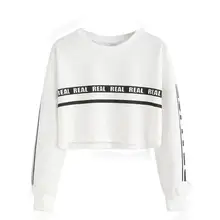 Womens White Letter Print Crop Sweatshirt Top Women's Fashion Sweatshirt Dropshipping Womens White Letter Print Crop Sweatshirt Top Women's Fashion Sweatshirt Dropshipping