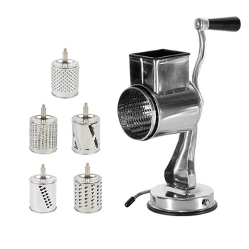 

2019 Stainless Steel Universal Mill Grater With Suction Cups And 5 Stainless Steel Drums Vegetable Cutter Slicer and Shredder
