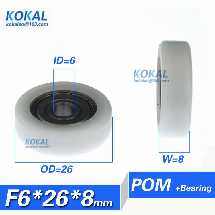 

[F0626-8]1PCS low noise 626zz ball bearing coated with POM plastic roller pulley 6*26*8mm furniture flat bearing wheel 0626K