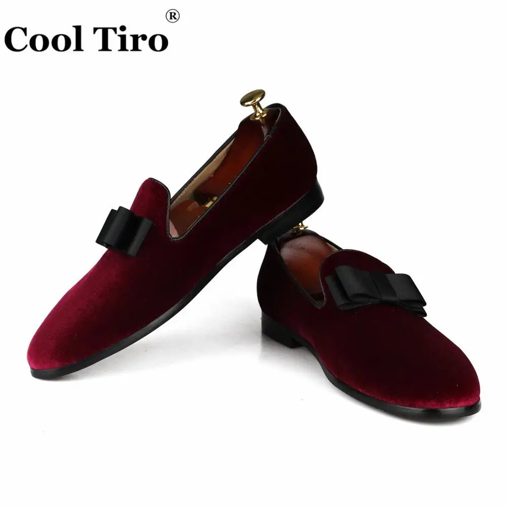 Burgundy velvet Loafers with Bow Tie (5)