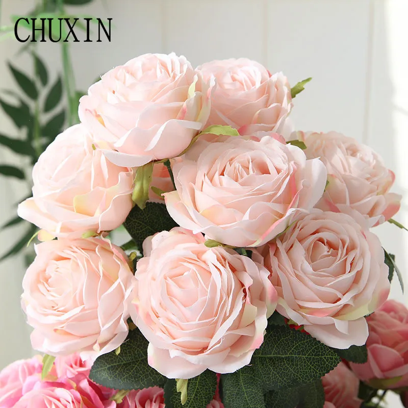

high-grade simulation silk 10 head roses bouquet Home wedding decoration artificial flowers Valentine's Day Christmas gifts
