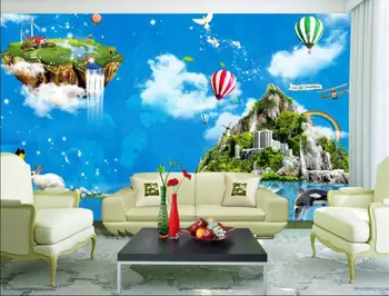 

Custom photo 3d wallpaper Non-woven mural picture wall sticker 3 d Fantasy blue sky city painting 3d wall room murals wallpaper