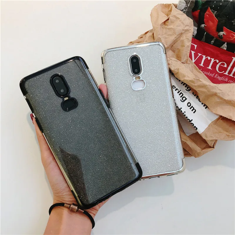 For font b OnePlus b font 6 Cover Soft Back Full Bling Bumper 2 in 1